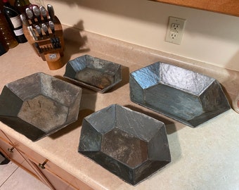 Reclaimed Slate Bowl, Unique Hexagon Tray, Home Decor