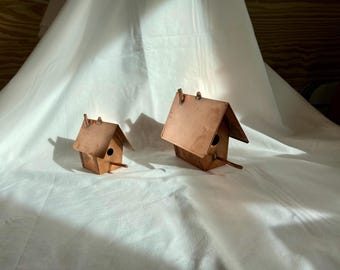 Handmade Copper Birdhouse, Unique Garden Ornament
