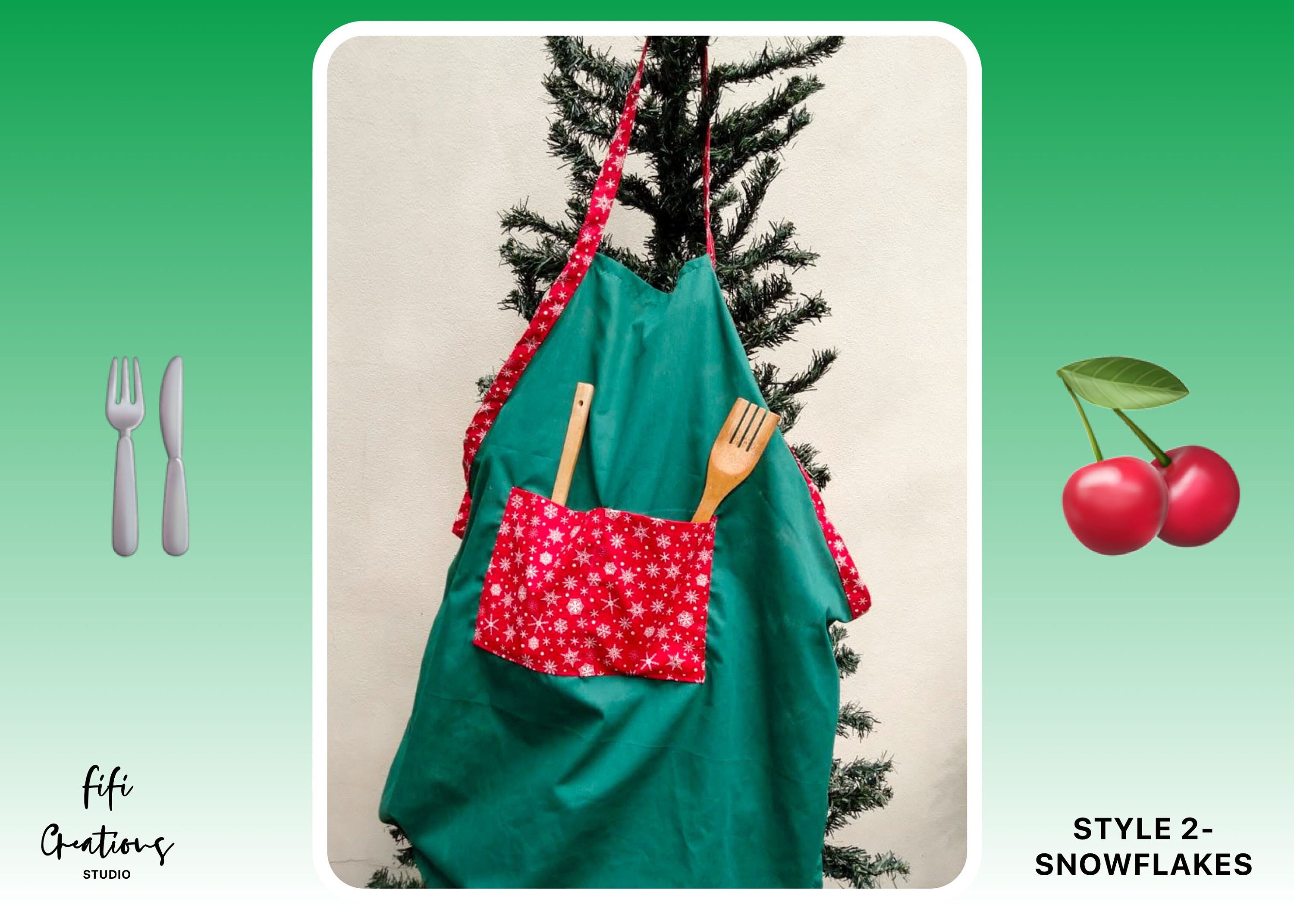 Christmas Apron with Pockets Adult Size Cotton Christmas | Etsy