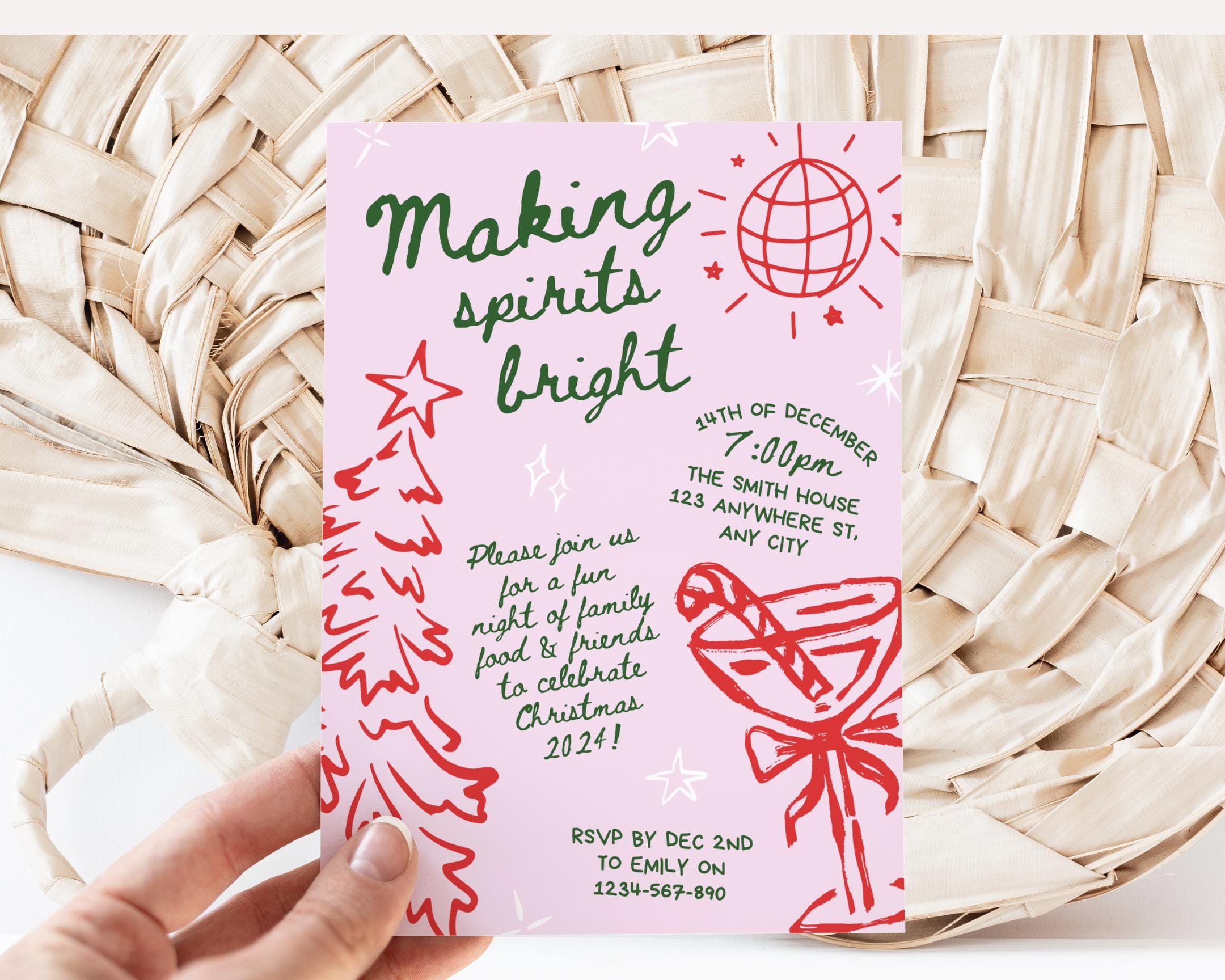 Hand Drawn Christmas Party Invitation, Friendsmas Party Invite, Scribble Christmas Invitation, Doodle Friendsmas Invite, Printable Christmas