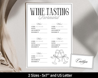 Set di schede per la degustazione del vino, schede per la degustazione del vino, idee per appuntamenti serali, gioco di degustazione alla cieca del vino, schede per la valutazione del vino, scheda per la degustazione del vino