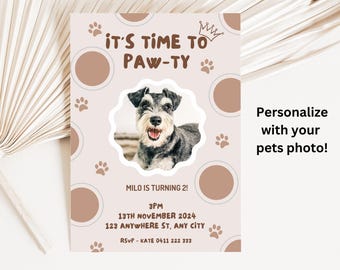 Custom Pet Birthday Invitation, Pet Birthday Party Invite, Dog Birthday Party, Cat Birthday Party, Printable Pet Party Invitation Template