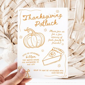 Hand Drawn Thanksgiving Invitation, Friendsgiving Party Invite ...