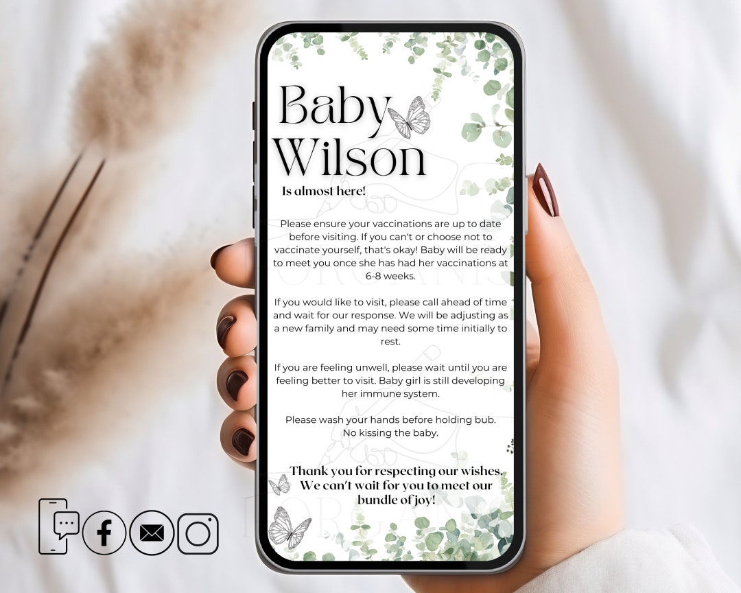 EDITABLE Template Baby No Vax No Visit Rules Newborn Visitor ...