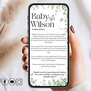 EDITABLE Template Baby No Vax No Visit Rules Newborn Visitor Information Postpartum Social Media Boundaries For Guests Visiting Baby Arrival