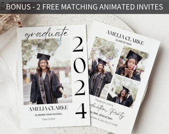 Invitación a la fiesta de graduación, plantilla de invitación de graduación, invitación a la fiesta de graduación de la escuela secundaria, plantilla editable imprimible, fiesta de graduación