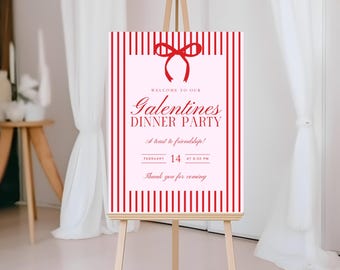 Galentines Welcome Signage, Galentines Day Welcome Poster, Valentines Day Party, Galentines Welcome Board Template, Valentines Party Welcome