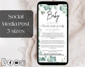 Electronic Newborn Rules For Visiting Baby Digital Visitation Announcement Postpartum Rules For Visitor Information Social Media Eucalyptus