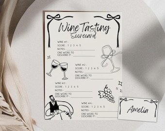 Wine Tasting Score Card Set, Wine Tasing Notes Scorecard, Date Night Ideas, Wine Blind tasting Game, Wine Scoring Sheets, Wine Tasting Card