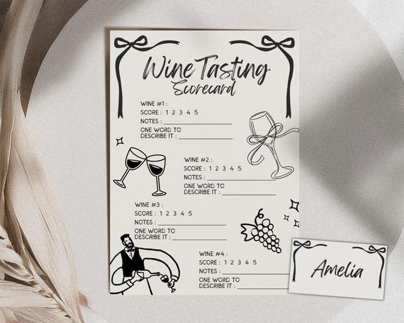 Wine Tasting Score Card Set, Wine Tasing Notes Scorecard, Date Night Ideas, Wine Blind tasting Game, Wine Scoring Sheets, Wine Tasting Card