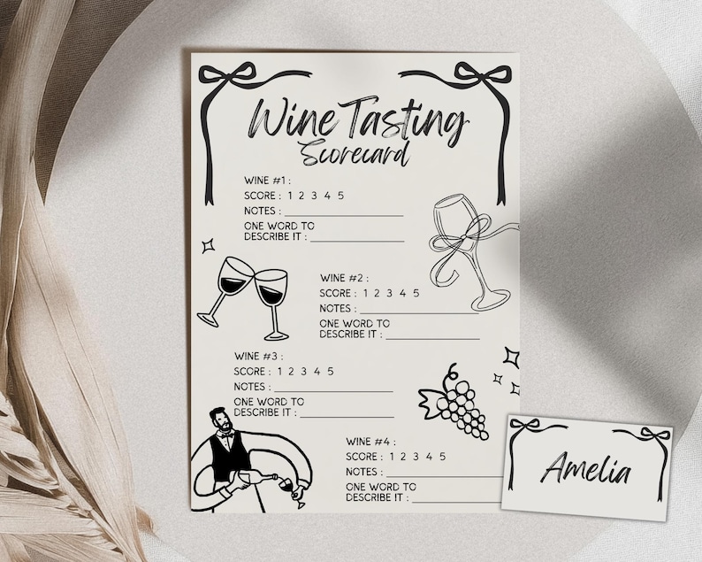 Wine Tasting Score Card Set, Wine Tasing Notes Scorecard, Date Night ...