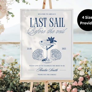 Beach Bachelorette Welcome Sign Template, Last Sail Before The Veil, Coastal Summer Bachelorette Welcome Poster, Beach Bach Welcome Board