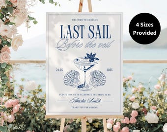 Beach Bachelorette Welcome Sign Template, Last Sail Before The Veil, Coastal Summer Bachelorette Welcome Poster, Beach Bach Welcome Board