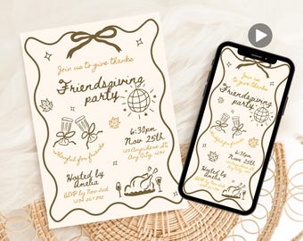 Friendsgiving Dinner Invitation, Thanksgiving Potluck Dinner Invite, Thanksgiving Dinner, Thanksgiving Feast Invitations, Thanksgiving Decor