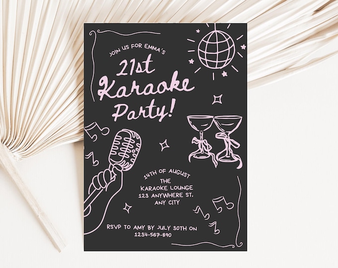 Karaoke Party Invitation, Karaoke Night Invite, Karaoke Lover Birthday Invitation, Karaoke Birthday Party, Adult Karaoke Invitation Template