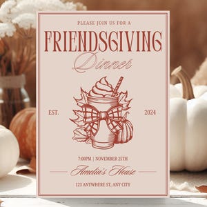Printable Thanksgiving Invitation Template, Friendsgiving Party Invite, Editable Potluck Invitation, Thanksgiving Potluck Dinner, Pot Luck