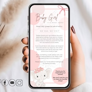 Digital Newborn Visit Boundaries For Friends and Family Social Media Post Visiting Our Baby Girl Announcement New Baby Rules For Visitors