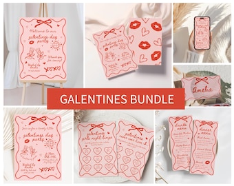 Galentines Day Decor Bundle, Funny Galentines Printables, Galentines Invitation, Funny Valentines Day Party Decor, Scribble Galentines Ideas