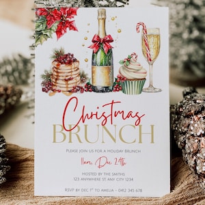 Christmas Brunch Invite, Christmas Breakfast Invitation, Christmas Eve Brunch Invite, Christmas Morning, Christmas Lunch, Holiday Brunch