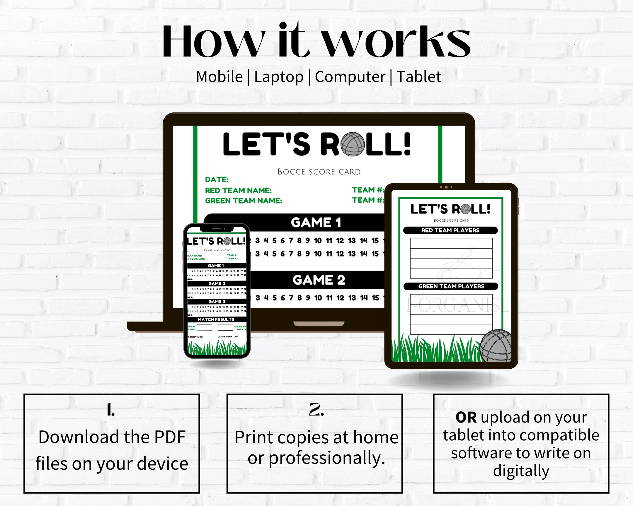 Printable Bocce Scorecards, Bocce Score Cards, Bocce Ball Game