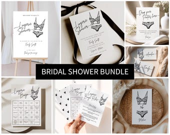 Lingerie Shower Invite Bundle, Lingerie Party Invitation, Lingerie Party Ideas, Bridal Lingerie Shower, Bridal Shower Decor, Bachelorette