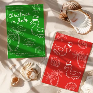 Editable Christmas In July Invitation, Cheeky Santa Summer Pool Party Invite, July Christmas Invitation Template, Christmas Party Invite