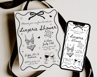 Lingerie Shower Invite, Lingerie Party Invitation, Lingerie Party Ideas, Bridal Lingerie Shower, Bridal Shower Invitation Bachelorette Party