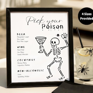 Menu de cocktails d&#39;Halloween, Menu d&#39;Halloween imprimable Choisissez votre poison, Menu de boissons d&#39;Halloween, Signalétique d&#39;Halloween, Déco d&#39;Halloween, Menu de bar d&#39;automne