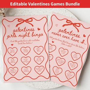 Printable Galentines Day Games, Editable Valentines Day Games For Singles, Funny Valentine Bingo Cards, Printable Valentines Games Cards
