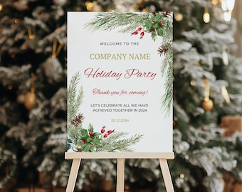 Corporate Christmas Party Welcome Sign, Company Christmas Party