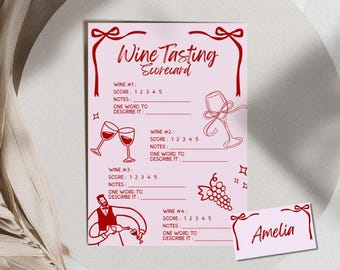 Valentines Day Game, Wine Tasting Scorecard, Wine Tasting Sheet, Galentines Games, Date Night Game Wine And Cheese Night, Wine Tasting Party