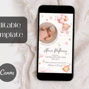 EDITABLE Digital Birth Announcement Template For Newborn Baby Arrival Birth Digital Template Baby Visitor Rules Social Media Story Set10