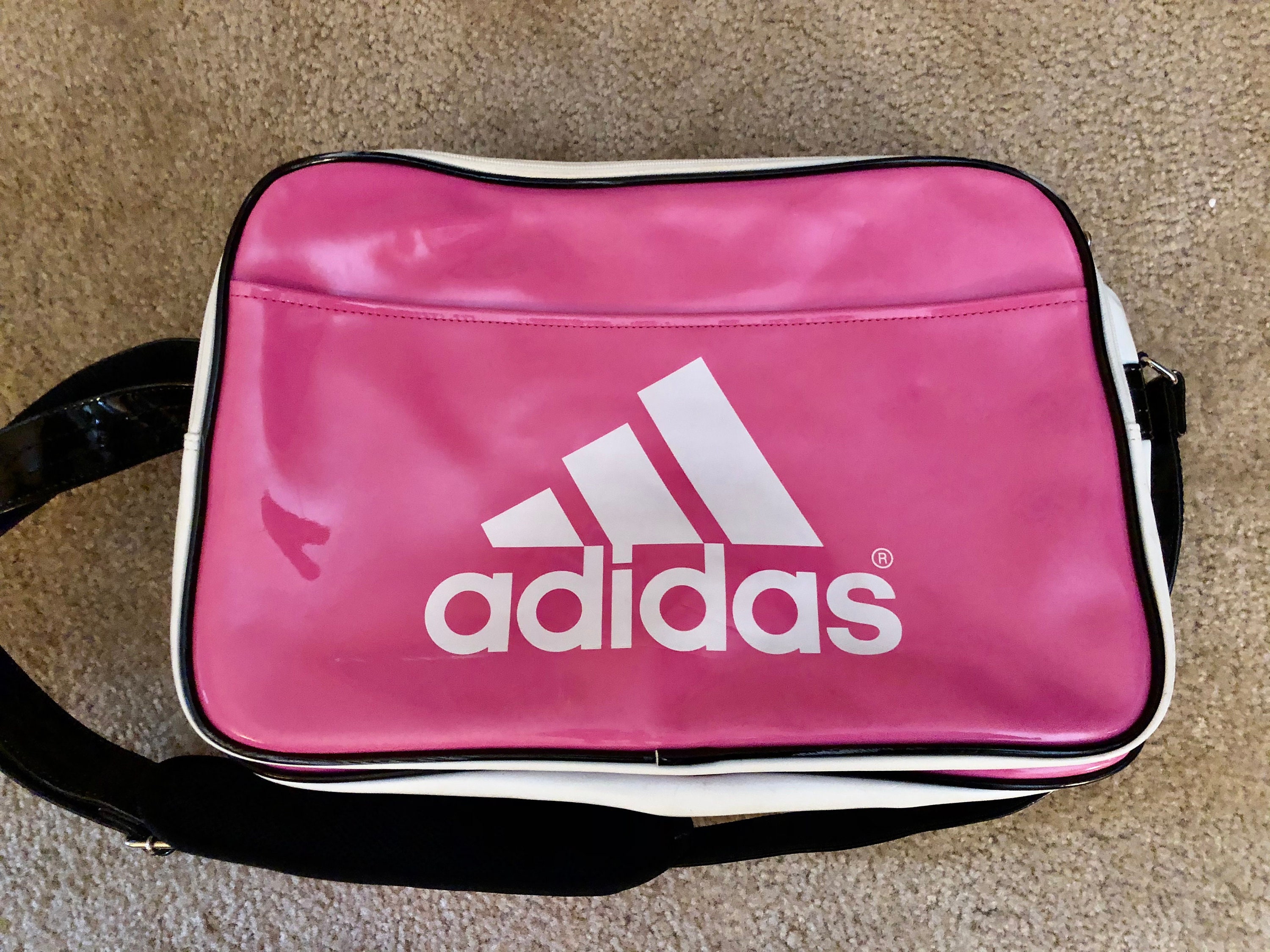 Adidas Patent Leather Pink Duffle Bag Etsy