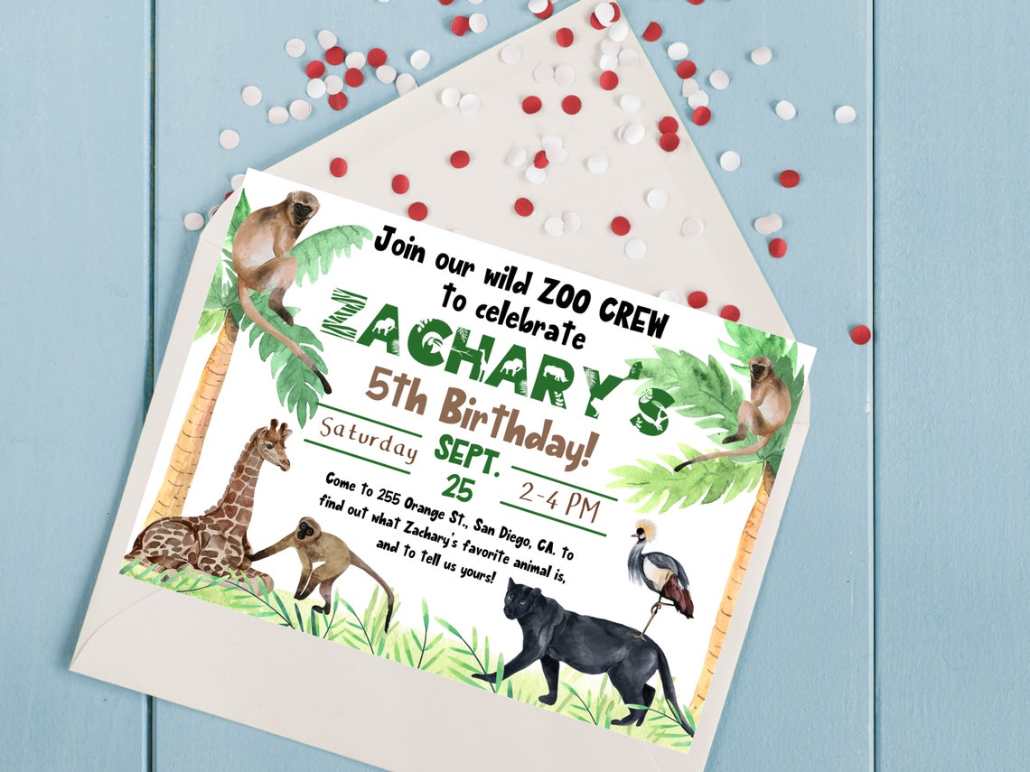 ZOO Crew Customized Birthday Invitation for Kids What is Your Etsy