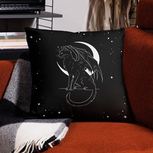 Gothic Black Cat Halloween Pillow, Gothic Throw Pillow, Spooky Pillow, Halloween Home Decor, Witchy Aesthetic, Witchy Things