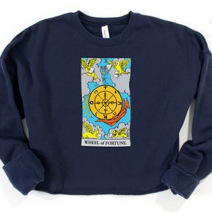 Wheel of Fortune Tarot Card Shirt Mystical Cropped Sweater Gift for Tarot Readers