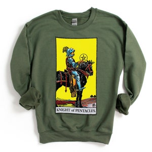 Knight of Pentacles Tarot Card Shirt Witchy Sweater for Her or Him