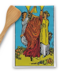 The Three of Cups Tarotkaart Theedoek Goth Keukendecoratie