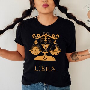 Libra Zodiac T-Shirt Mystical Indie Shirt Astrology Gift Libra Celestial Shirt Witchy Gift