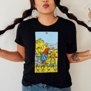 Camisa de cartas del Tarot Seis de Copas - Nostalgia retro e inocencia