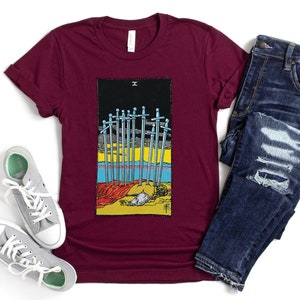 Camisa de cartas de tarô Dez de Espadas Presente Dark Academia para leitores de tarô