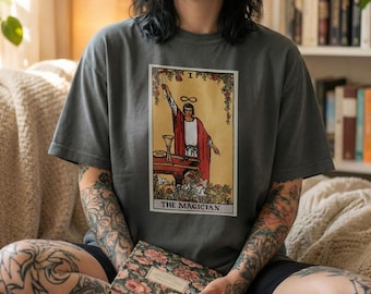 The Magician Tarot Shirt, Tarot Card T-Shirt, Witchy Graphic Tee, Dark Academia Clothing, Occult Shirt, Spiritual Gift, Vintage Tarot