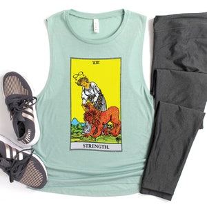 Tanque de cartas de Tarot de fuerza, camisa de cartas de Tarot mística, tanque de entrenamiento para lectores de Tarot
