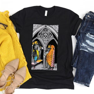Three of Pentacles Tarot Card Shirt Dark Academia Gift for Tarot Readers