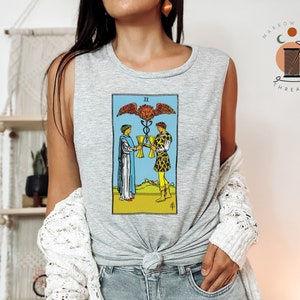 Dos de Copas Tarot Card Tank Mystical Tarot Card Shirt Witchy Workout Tank para los amantes del Tarot