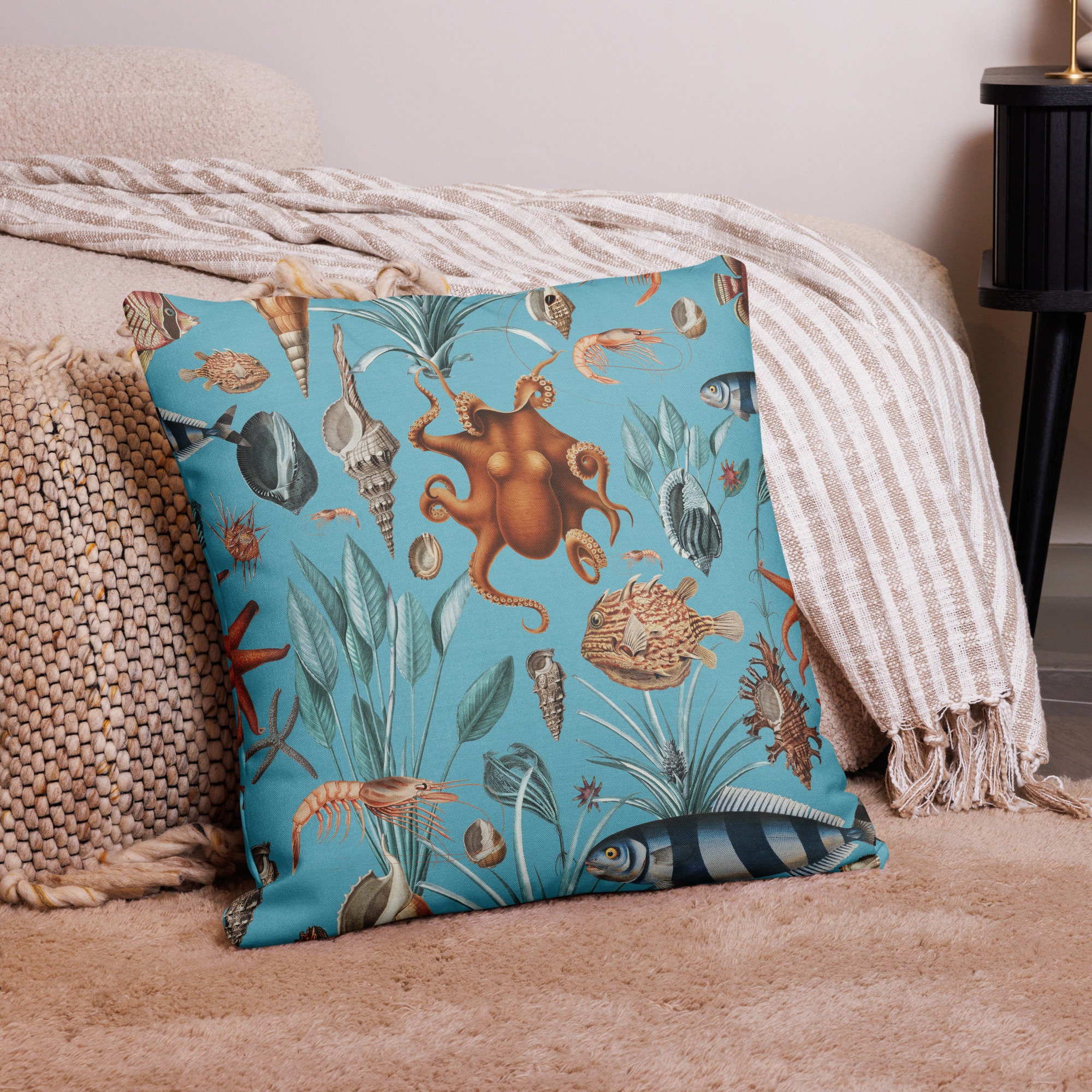 海の生き物のイラスト ダーク 美的 ヴィンテージ 航海 海洋生物