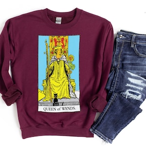 Chemise de carte de tarot reine des baguettes, pull sorcière pour elle ou lui