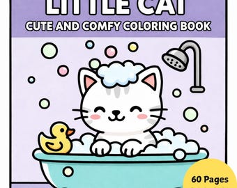 Little Cat Coloring Book PDF – 60 Printable Pages for Kids & Adults, Instant Digital Download, Bold and Easy Coloring Book