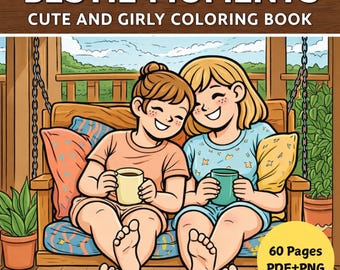 Bestie Moments Coloring Book PDF+PNG, 60 Printable Pages for Kids & Adults, Instant Digital Download, Bold and Easy, best friends forever