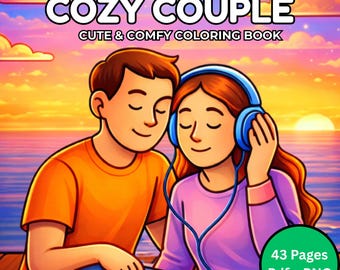 Cozy Couple Coloring Book PDF – 43 Printable Pages for Kids & Adults, Instant Digital Download, Bold and Easy Coloring Book